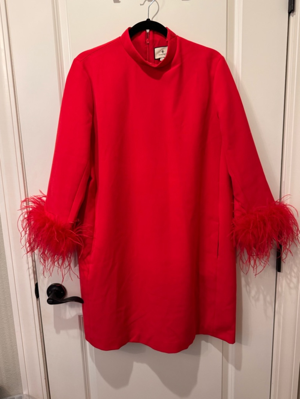 Tuckernuck Red Mini Dress with Feather Cuffs